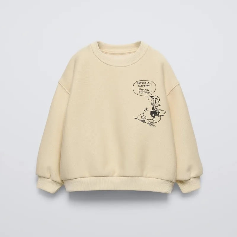 1 2 3 4 5 Year Old Children's Clothes Cartoon Sweatshirt Hoodie Autumn Long Sleeve Tops Disney Danald Duck Baby Boys Sweatshirts